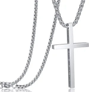 Rehoboth Stainless Steel Cross Pendant Necklaces for Men Women Bible Verse Philippians 4:13 I Can Do All Things 24 Inch Chain