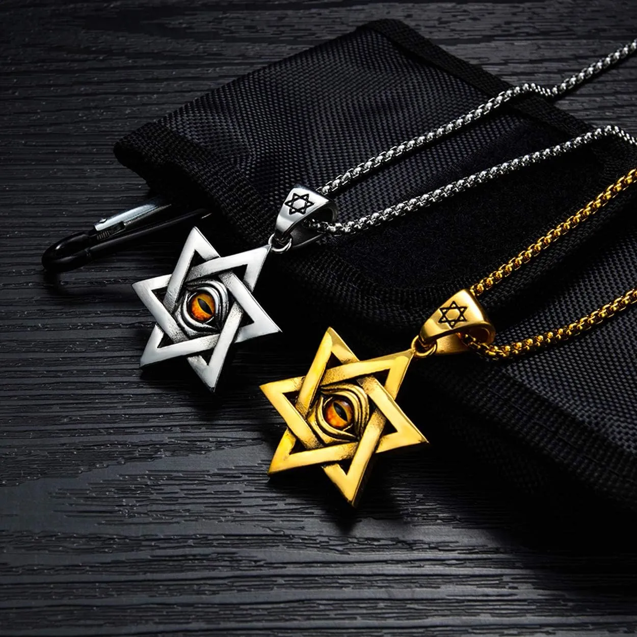 Rehoboth Star of David Six Pointed Megan Cross Pendant Necklaces for Men or Women Stainless Steel Chain 24 Inch