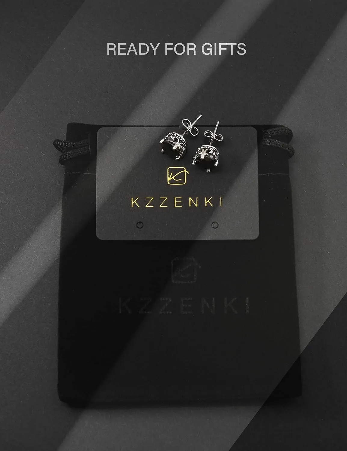 Retro Dark Shadow Stud Earrings, Hypoallergenic Stainless Steel Cubic Zirconia Earrings