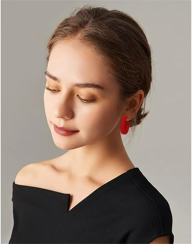 Retro Fashion Exaggerated Geometric Large Round Pink Hoop Earrings Candy Color Earrings for Woman Party Jewelry