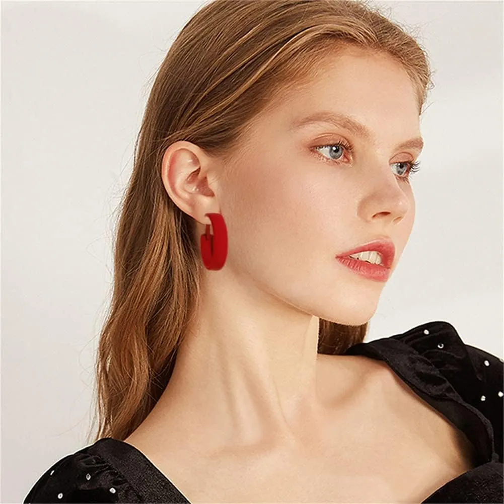 Retro Fashion Exaggerated Geometric Large Round Pink Hoop Earrings Candy Color Earrings for Woman Party Jewelry