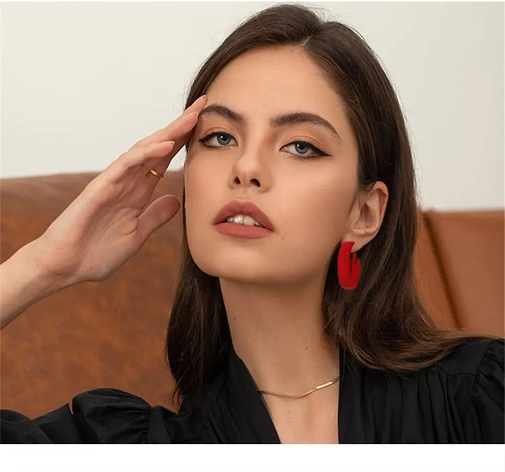 Retro Fashion Exaggerated Geometric Large Round Pink Hoop Earrings Candy Color Earrings for Woman Party Jewelry