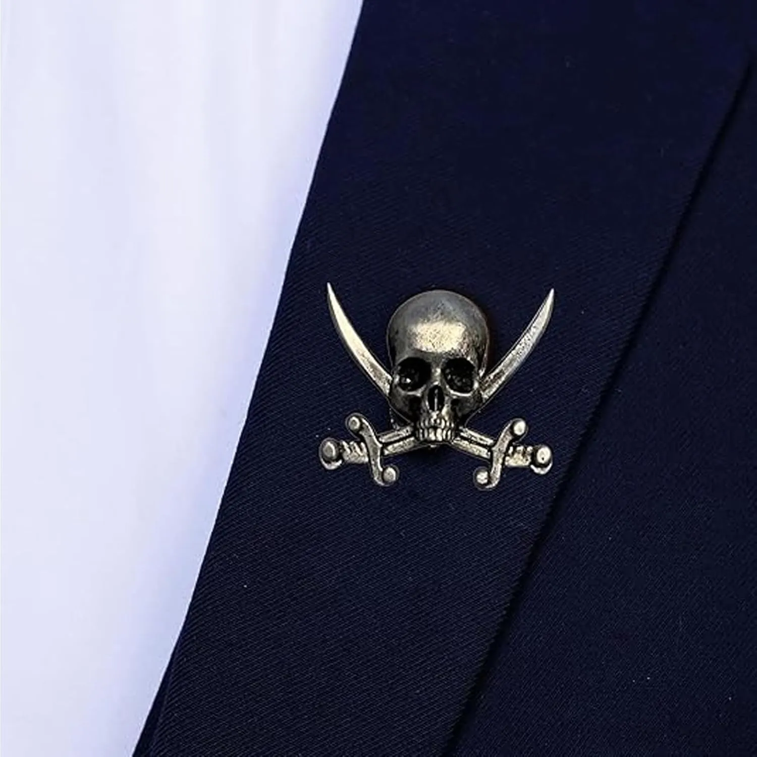 Retro Gothic Skull Brooch,Punk Style Skull,Skull Daggers Cross Sword Brooch,Skull Brooches For Bikers,Pirates And Goth Lovers