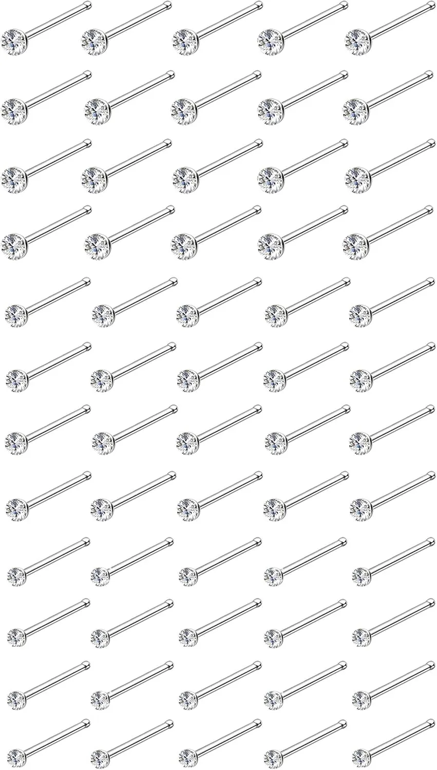 REVOLIA 60-120Pcs 22G 316L Stainless Steel Nose Studs Rings Piercing Body Jewelry 1.5-2.5mm