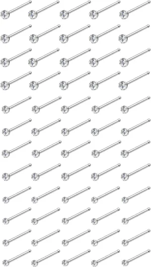 REVOLIA 60-120Pcs 22G 316L Stainless Steel Nose Studs Rings Piercing Body Jewelry 1.5-2.5mm