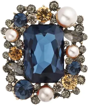 Rhinestone Brooch Pin for Women Girls Vintage Antique Rectangle Crystal Pearl Boho Victorian Style Classic for Party Dance Wedding Banque Brooches Lapel Pins Elegant Ornament Jewelry Gift