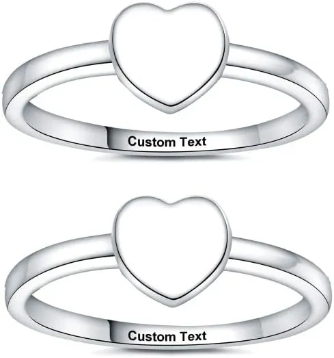 Ring Size of Matching Rings His and Her Ring Matching Heart Rings for Couples Couple Rings Set Love Women Promise Mens Women Men Personalized Engraved Custom Name