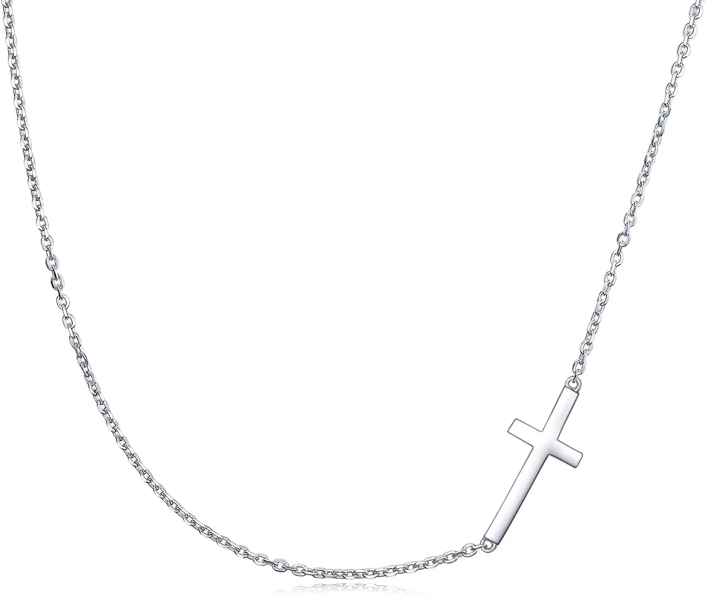 Rnivida 925 Sterling Silver Sideways Cross Pendant Necklace for Women
