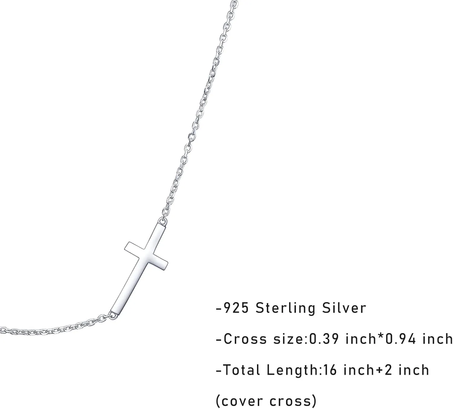 Rnivida 925 Sterling Silver Sideways Cross Pendant Necklace for Women