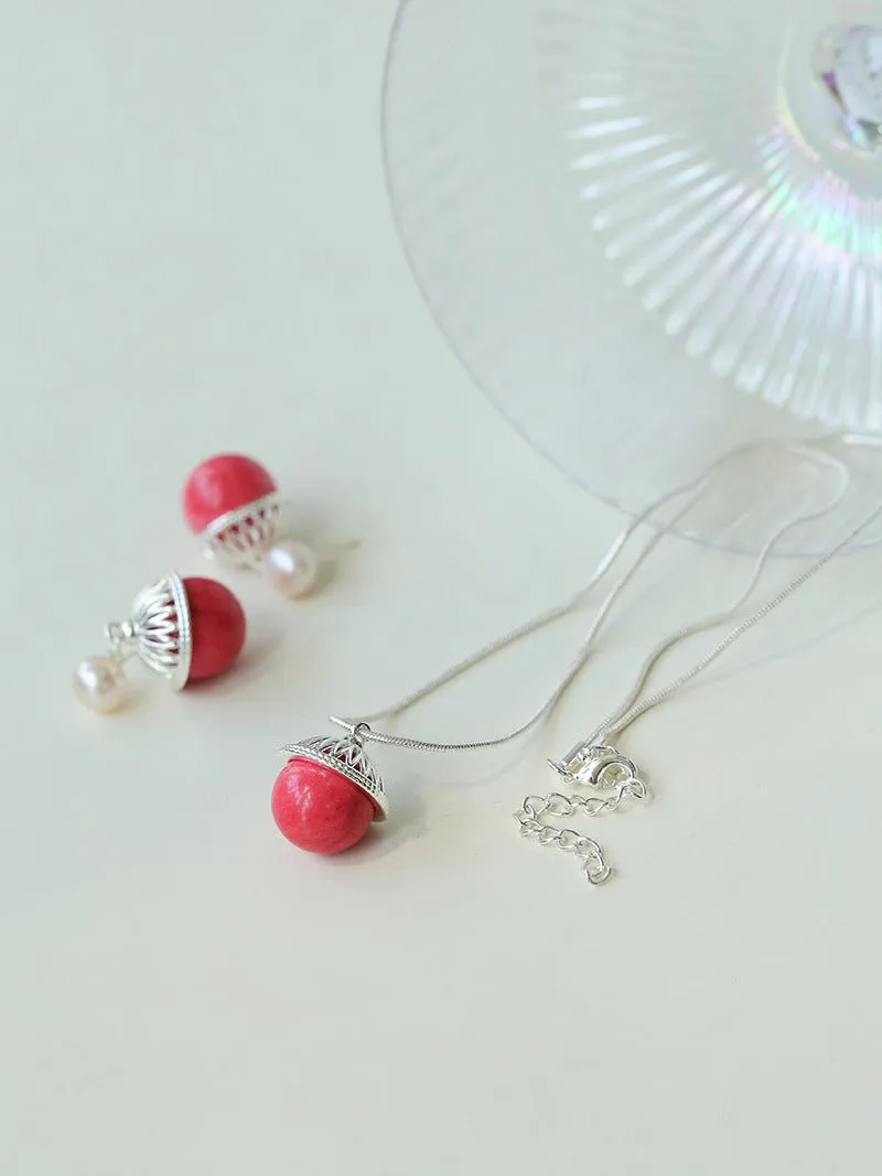 Rose Chalcedony Gemstone Pendant Necklace