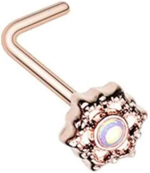 Rose Gold Illuminating Mandala Ornate WildKlass L-Shaped Nose Ring