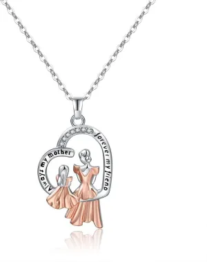 Roselover Mother's Day Necklace Love Heart Mom Necklace Heart Pendant Necklace Personalized Necklace for Mothers Day Valentines Christmas Birthday Gifts for Her Mom Wife Girlfriend
