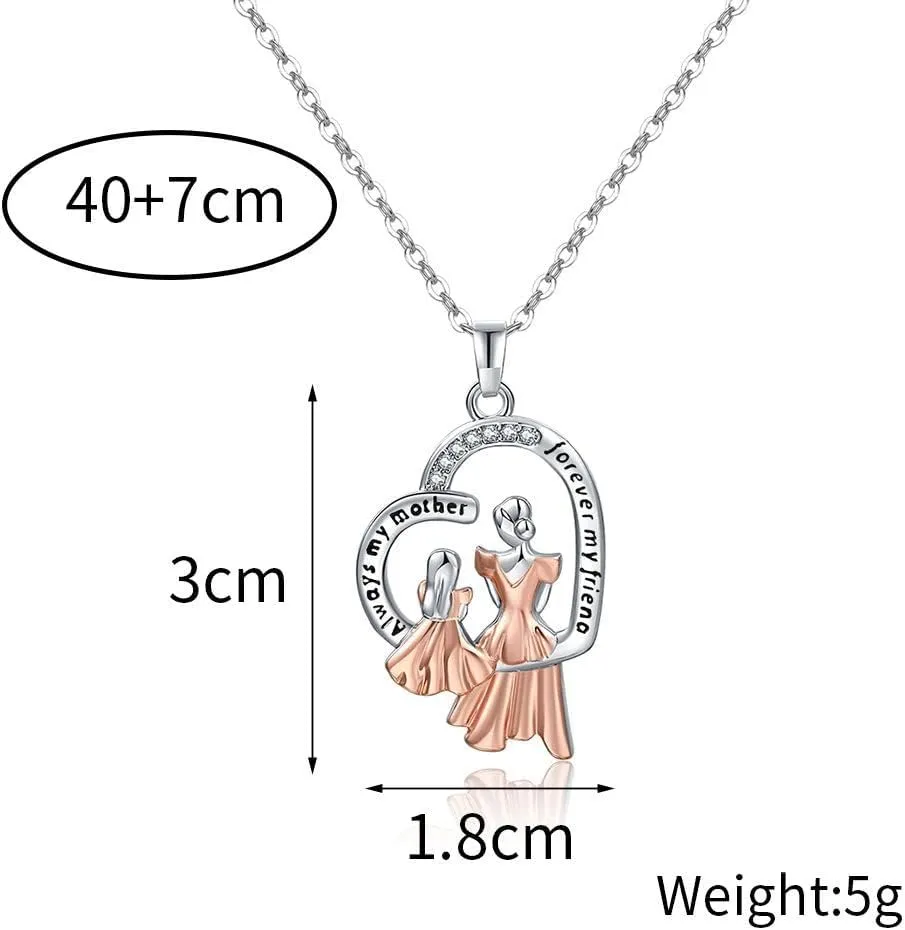 Roselover Mother's Day Necklace Love Heart Mom Necklace Heart Pendant Necklace Personalized Necklace for Mothers Day Valentines Christmas Birthday Gifts for Her Mom Wife Girlfriend