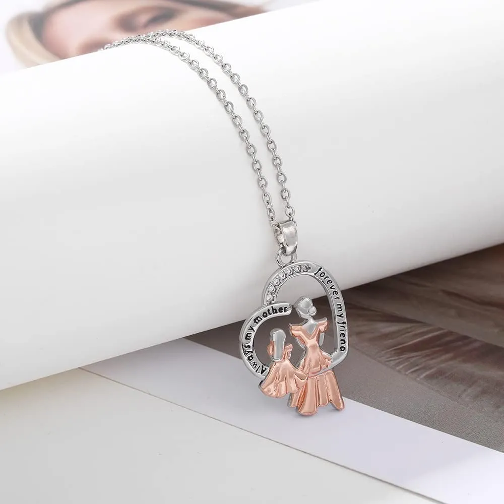 Roselover Mother's Day Necklace Love Heart Mom Necklace Heart Pendant Necklace Personalized Necklace for Mothers Day Valentines Christmas Birthday Gifts for Her Mom Wife Girlfriend