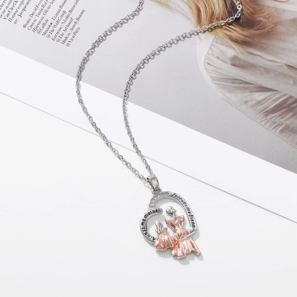 Roselover Mother's Day Necklace Love Heart Mom Necklace Heart Pendant Necklace Personalized Necklace for Mothers Day Valentines Christmas Birthday Gifts for Her Mom Wife Girlfriend