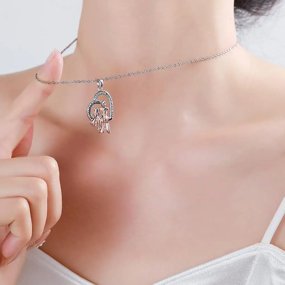 Roselover Mother's Day Necklace Love Heart Mom Necklace Heart Pendant Necklace Personalized Necklace for Mothers Day Valentines Christmas Birthday Gifts for Her Mom Wife Girlfriend