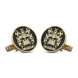 Round Handmade Family Symbol Cufflink,Family Name Cufflink,Personalized Engraved Family Cufflink,Family Crest Cufflink, Customizable Name Coat of Arms Cufflink