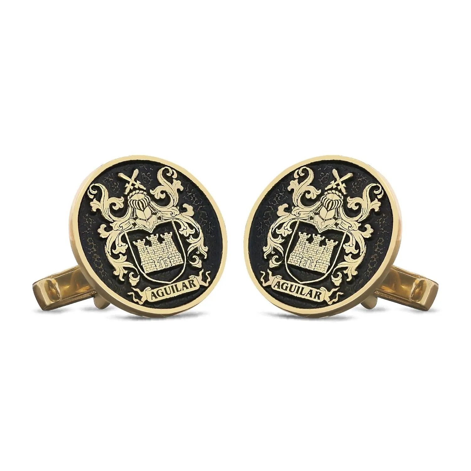 Round Handmade Family Symbol Cufflink,Family Name Cufflink,Personalized Engraved Family Cufflink,Family Crest Cufflink, Customizable Name Coat of Arms Cufflink