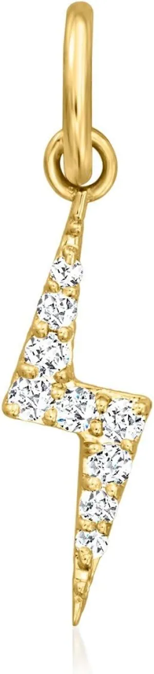 RS Pure by Ross-Simons Diamond Lightning Bolt Charm in 14kt Yellow Gold