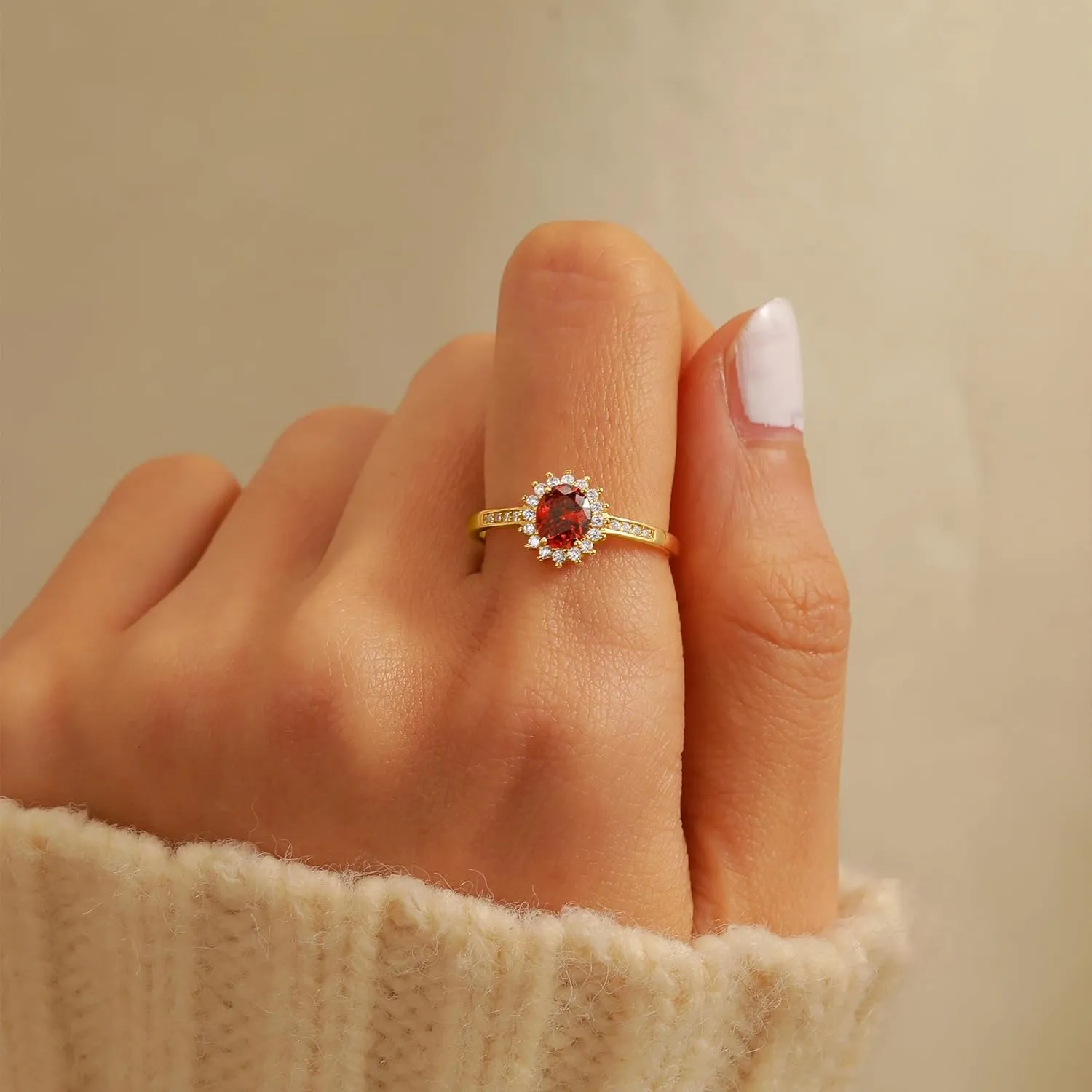 Ruby Rings for Women 925 Sterling Silver 14K Gold Plated July Birthstone Red Gemstone Ring Promise Rings for Her Dainty Cubic Zirconia Eternity Engagement Wedding Band Ring Jewelry Graduation Gifts