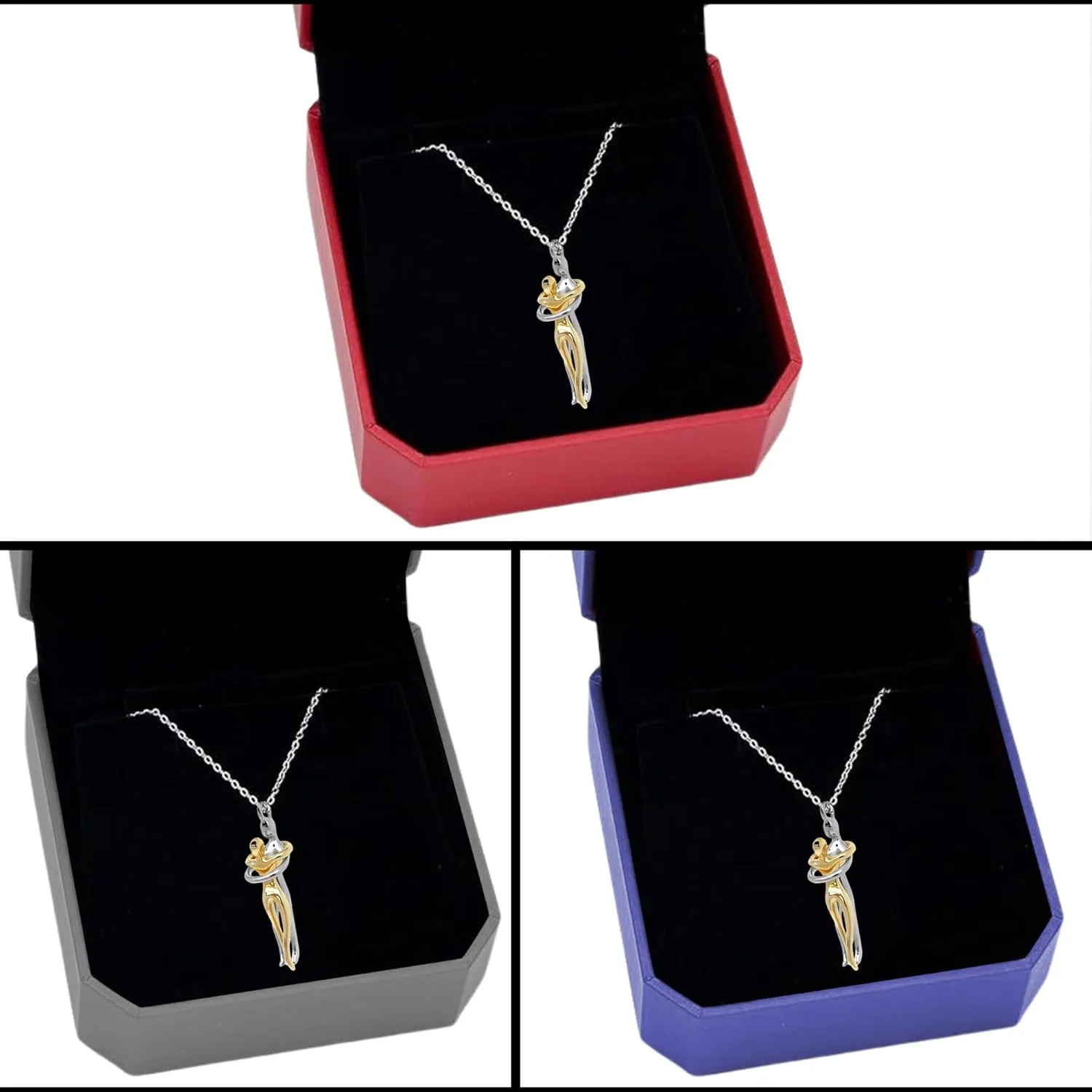 S925 Sterling Silver Couple Hug Necklace - With Ready To Gift Box & Self Writng Note For Your Partner- Birthday/Valentine's Day Gift For Couples - Premium Quality Craftmanship