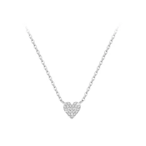 S925 Sterling Silver with 14K White Gold Plating Heart Necklace, Adorned with AAA Zirconia - Exquisite Jewelry Gift for Women, Teens, and Girls - 16 2 Inches - Ideal for Valentine's Day(heart3)