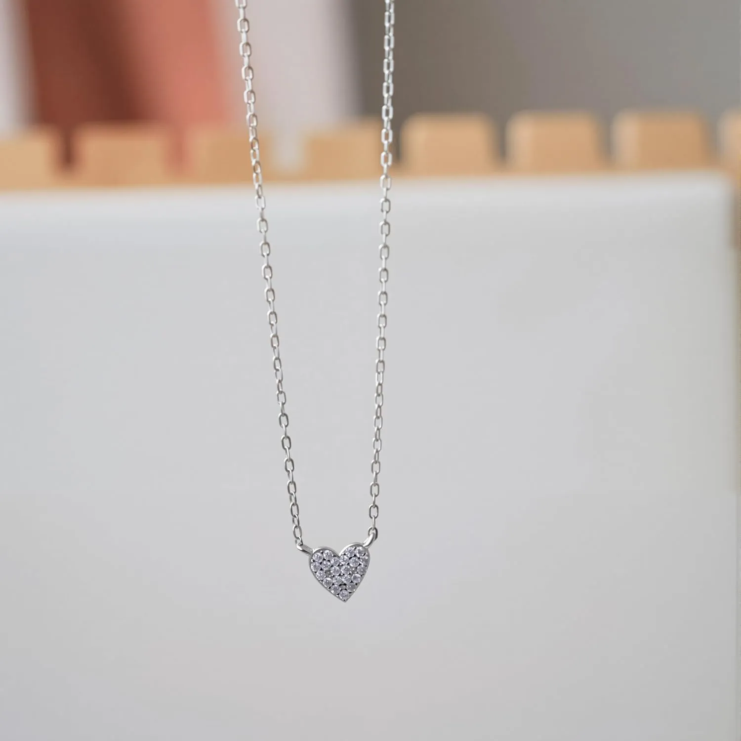 S925 Sterling Silver with 14K White Gold Plating Heart Necklace, Adorned with AAA Zirconia - Exquisite Jewelry Gift for Women, Teens, and Girls - 16 2 Inches - Ideal for Valentine's Day(heart3)