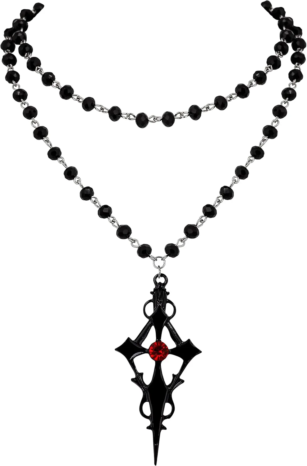 Sacina Gothic Black Cross Necklace, Layered Cross Necklace, Halloween Christmas New Year Jewelry Gift For Women