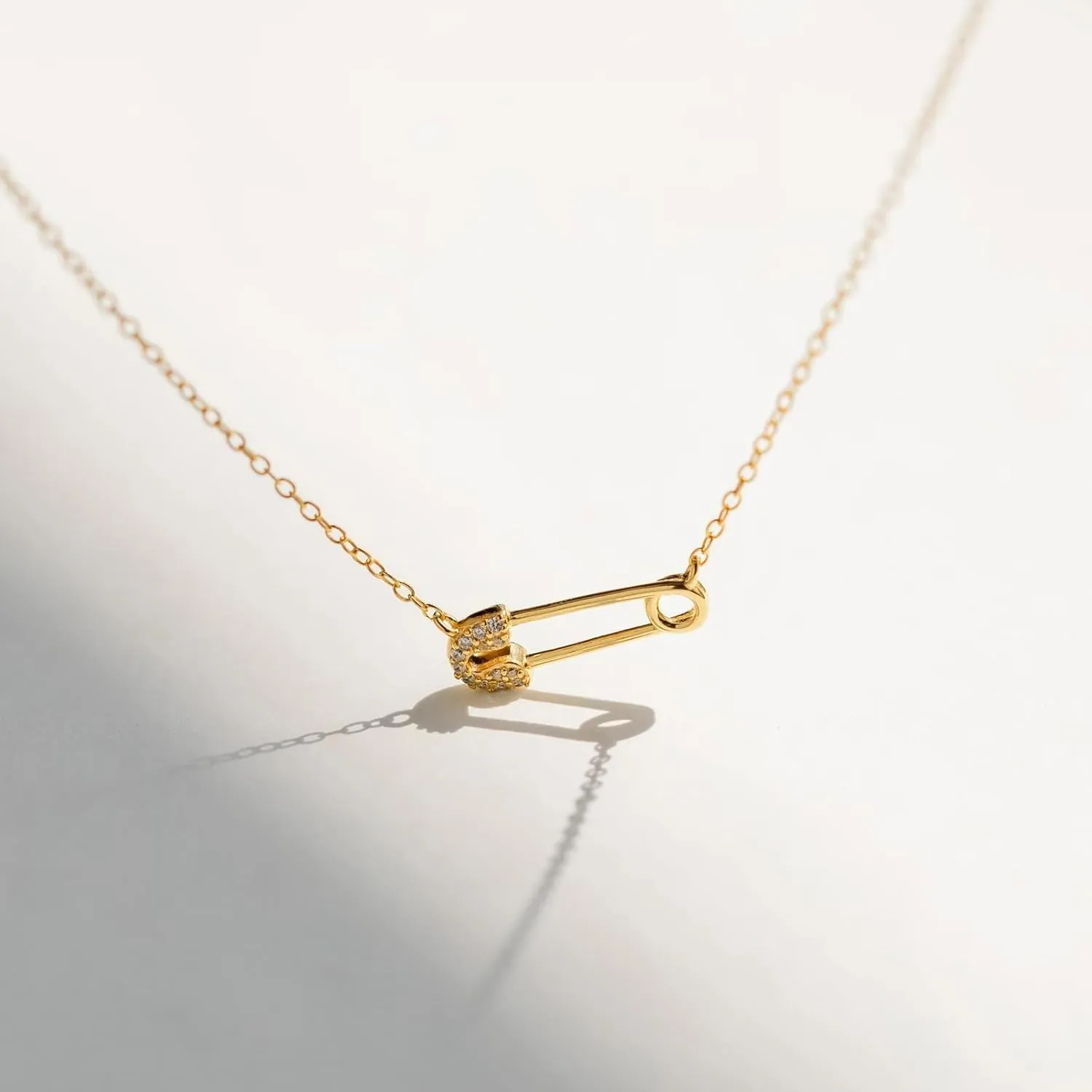 Safety Pin Necklace Paperclip Chain Necklace Gold Charm Necklace for Women Trendy Christmas Gifts Stocking Stuffers for Women