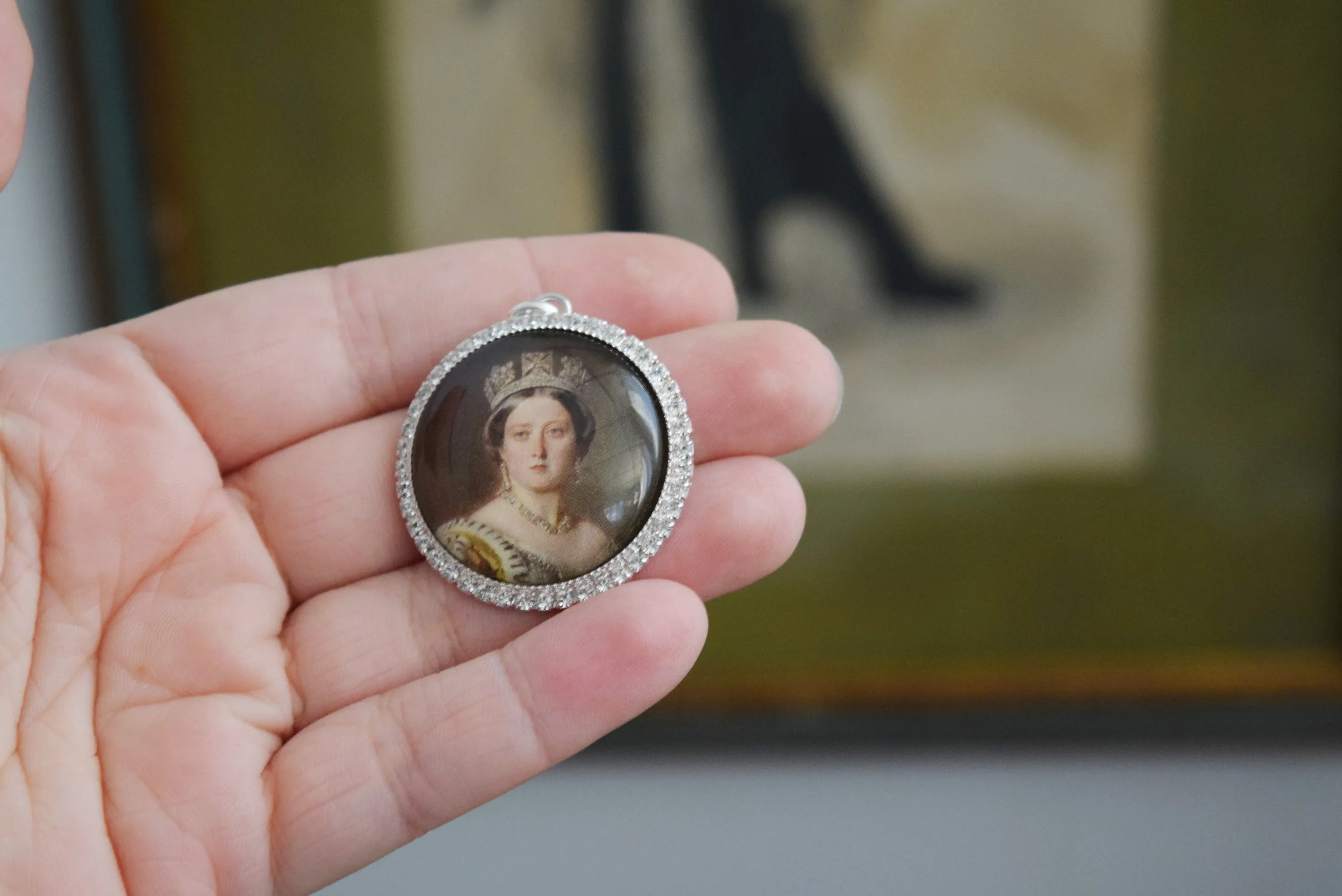 SALE! Miniature Portrait - Large Round - Queen Victoria