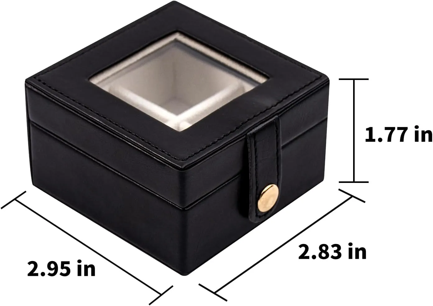 SANQIANWAN Small Leather Jewelry Box with Glass Top Mini Earring Display Case with 4 Grid for Selling Gift for Girls and Women (Black)