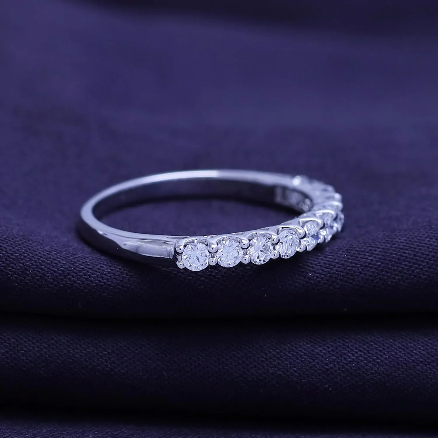 SAVEARTH DIAMONDS 1/2 Carat Moissanite & Lab Grown Diamond Eternity Band Wedding Rings for Women In 14K Gold Over Sterling Silver (0.50 Cttw)