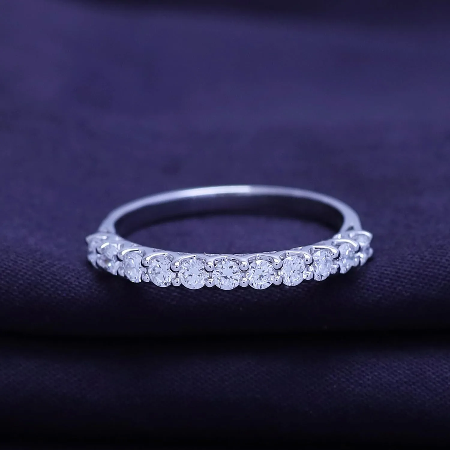SAVEARTH DIAMONDS 1/2 Carat Moissanite & Lab Grown Diamond Eternity Band Wedding Rings for Women In 14K Gold Over Sterling Silver (0.50 Cttw)