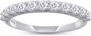SAVEARTH DIAMONDS 1/2 Carat Moissanite & Lab Grown Diamond Eternity Band Wedding Rings for Women In 14K Gold Over Sterling Silver (0.50 Cttw)