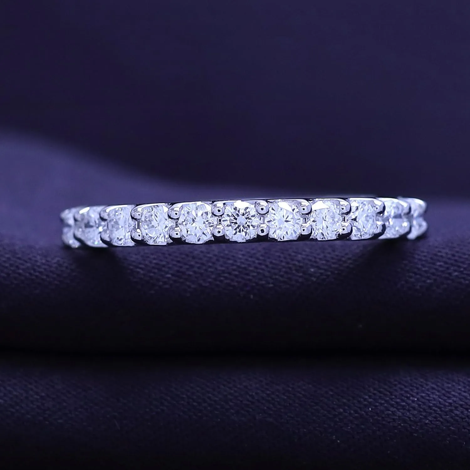 SAVEARTH DIAMONDS 1/2 Carat Moissanite & Lab Grown Diamond Eternity Band Wedding Rings for Women In 14K Gold Over Sterling Silver (0.50 Cttw)