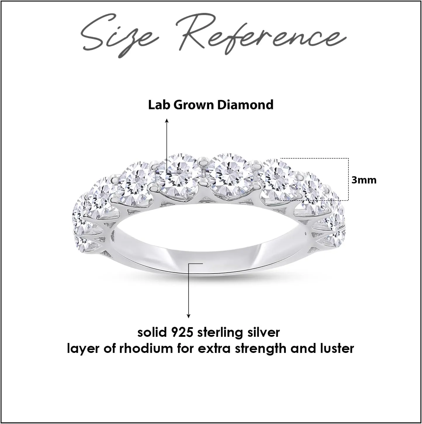 SAVEARTH DIAMONDS 1/2 Carat Moissanite & Lab Grown Diamond Eternity Band Wedding Rings for Women In 14K Gold Over Sterling Silver (0.50 Cttw)