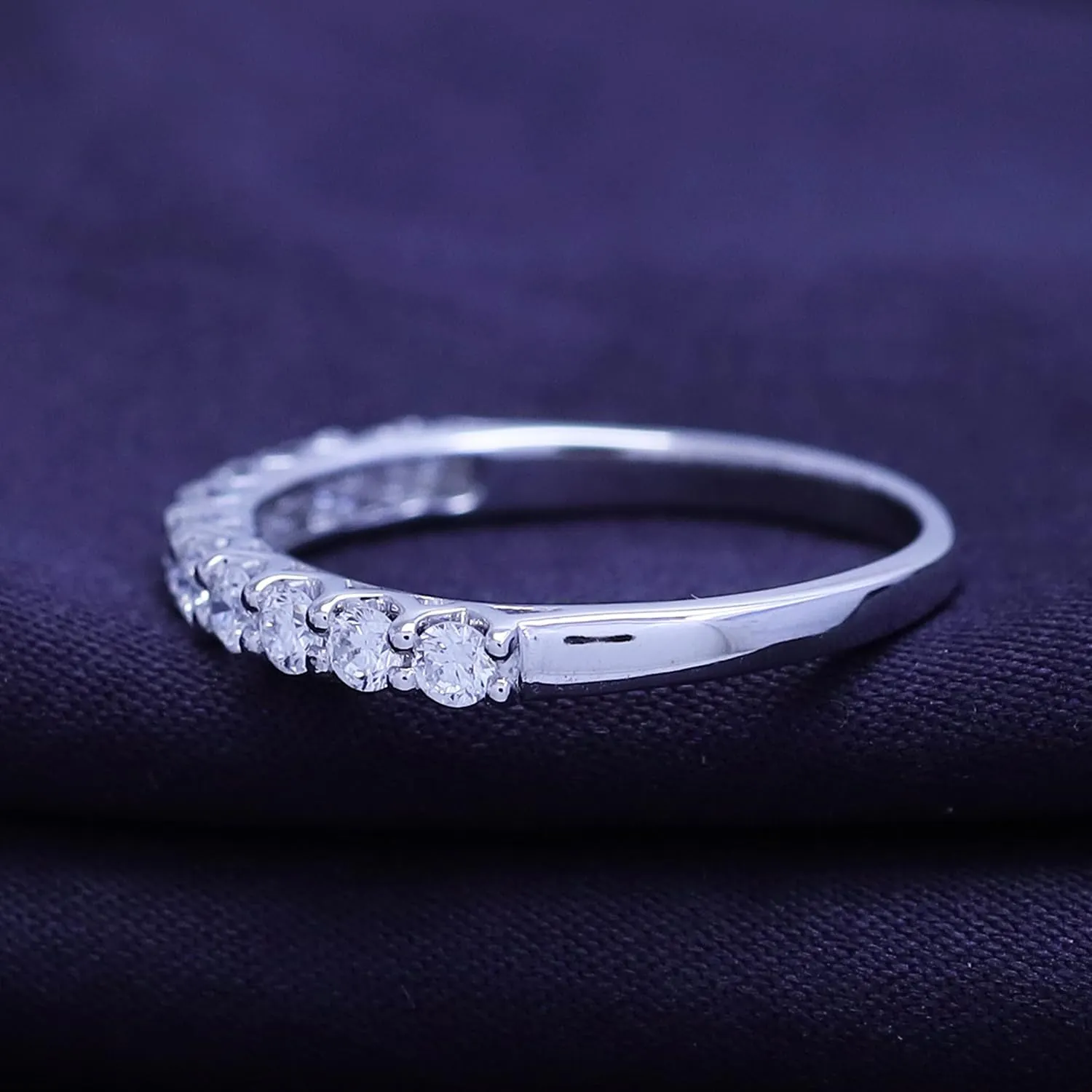 SAVEARTH DIAMONDS 1/2 Carat Moissanite & Lab Grown Diamond Eternity Band Wedding Rings for Women In 14K Gold Over Sterling Silver (0.50 Cttw)
