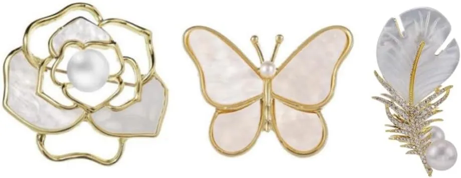 Shejuety3PCS women's brooch gold camellia butterfly feather, sweater jacket cardigan accessories brooch clothing accessories specially designed for fashionable women suitable for various holiday gifts