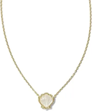 Shell Pendant Necklace in Gold,Shell Necklace Jewelry for Women,18K Gold Plated Shell Pendant Necklace, Seashell Necklace with Gold Rimmed Gold, Exquisite Copper Shell Pendant (White)