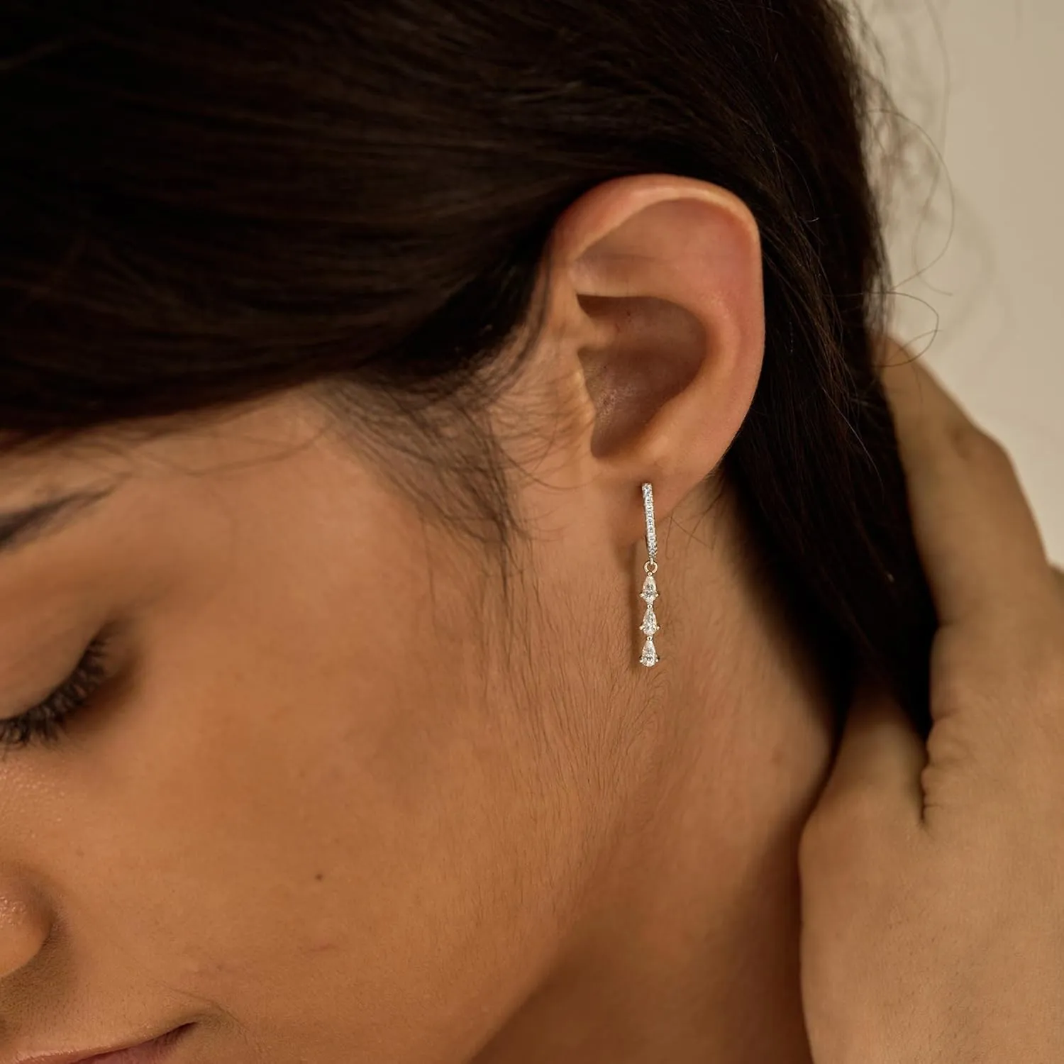 Silver Earrings for Women,Dainty Dangle Earrings Silver Plated Drop Earrings for Women Trendy Hypoallergenic CZ Stud Earrings Wedding Pearl Earrings Dangling Cute Small Hoop Earrings Jewelry