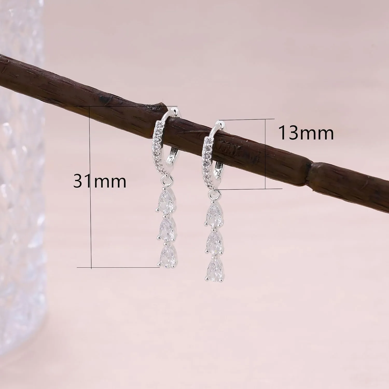 Silver Earrings for Women,Dainty Dangle Earrings Silver Plated Drop Earrings for Women Trendy Hypoallergenic CZ Stud Earrings Wedding Pearl Earrings Dangling Cute Small Hoop Earrings Jewelry
