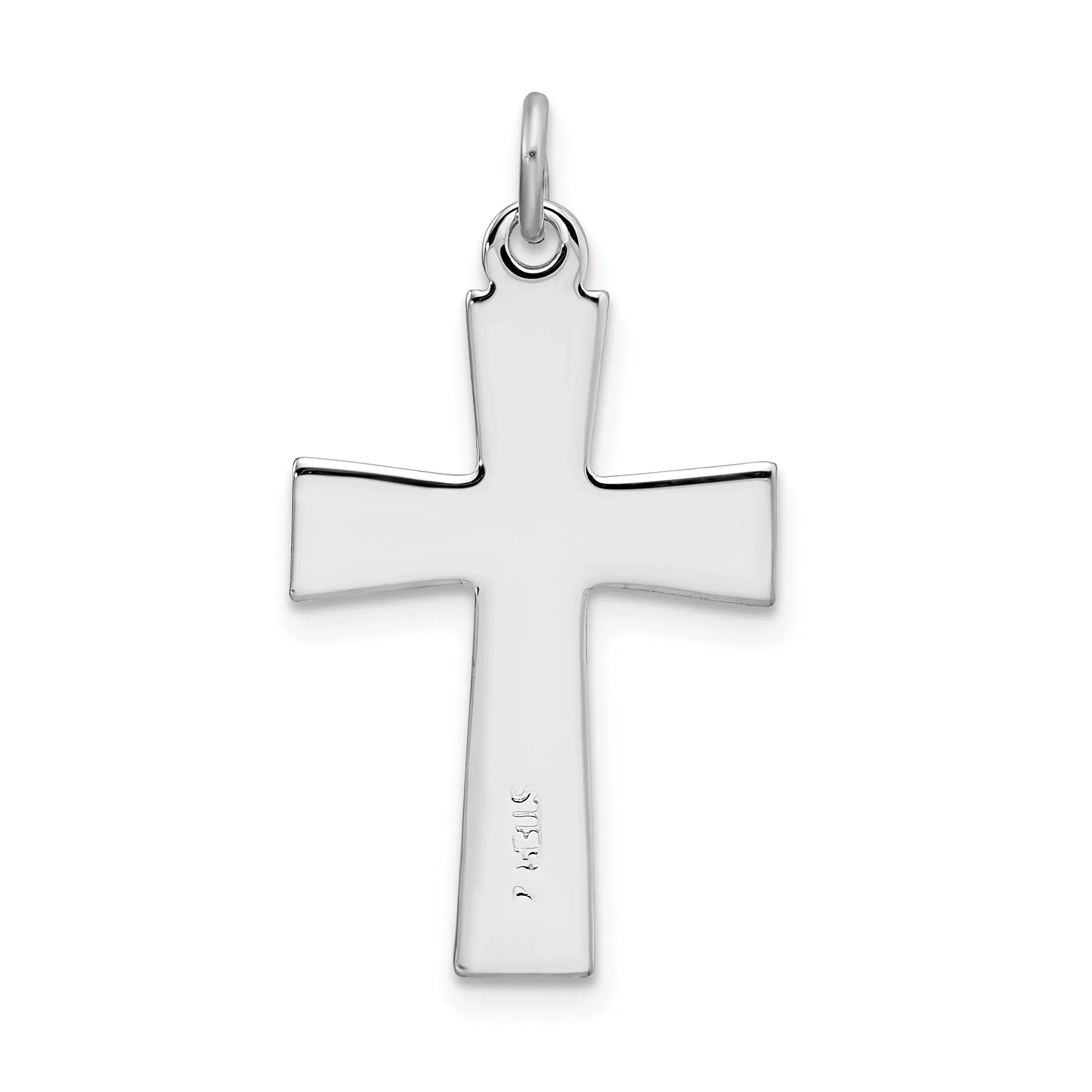 Silver Enameled Polished Latin Cross Pendant