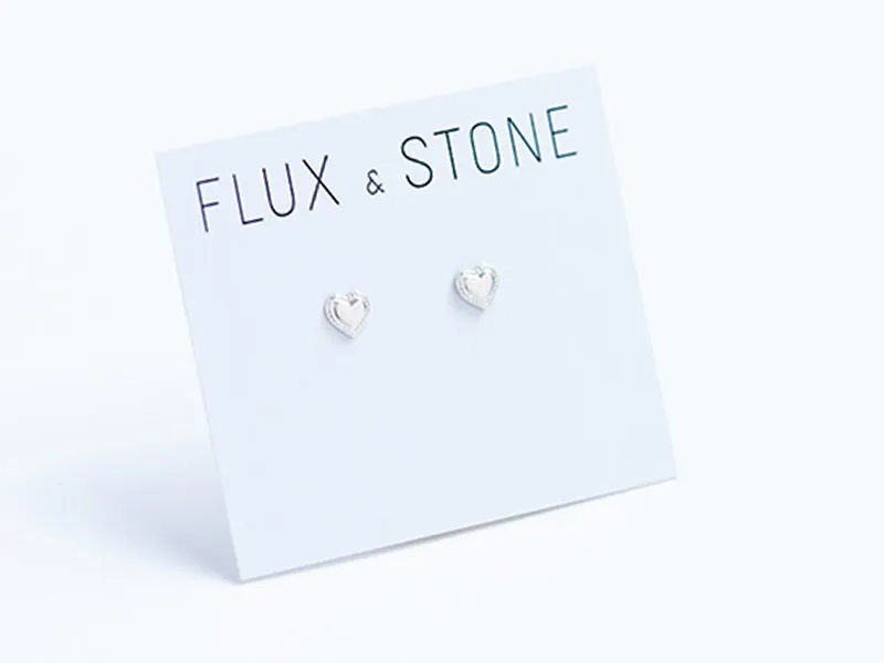 Silver Heart Studs