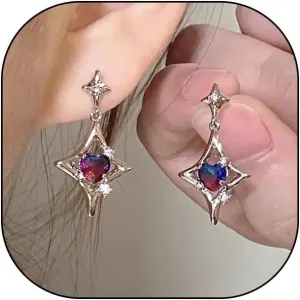 Silver Hollow Star Rhinestone Drop Dangle Earrings for Women Dainty Punk Y2k Star Statement Stud Earrings Trendy Party Band Bar Jewelry Gifts