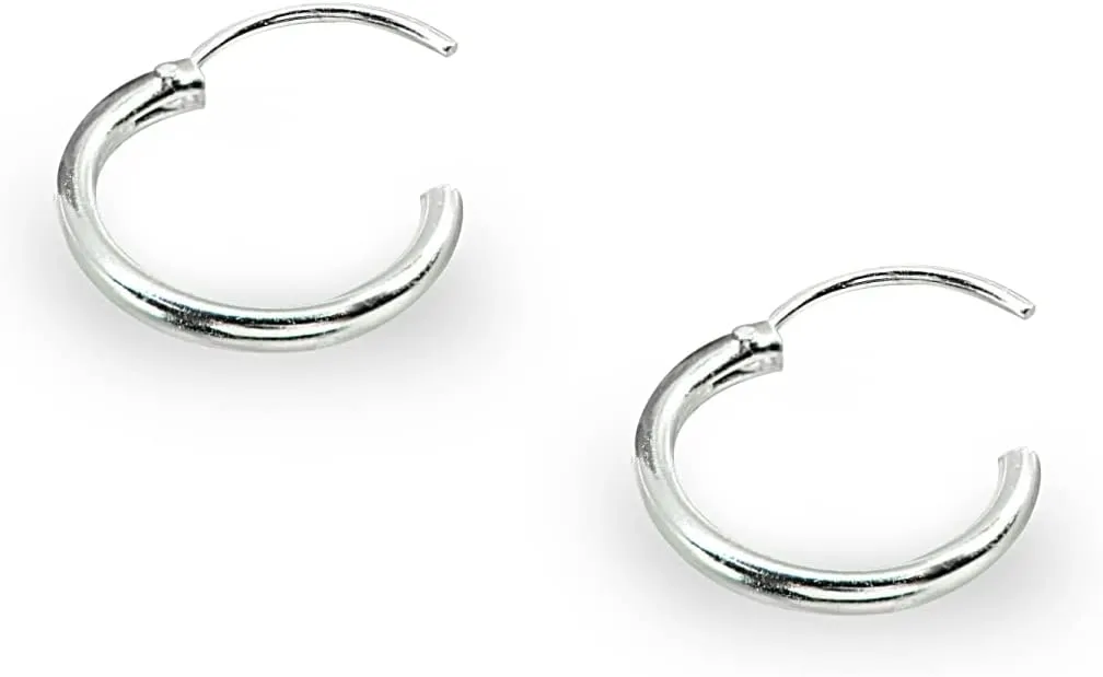 Silver Hoop Earrings - Cartilage Earring for Women Men - Sterling Silver Hoops - Gold Hoops - Rose Gold Hoops -10mm Tiny Small Endless Hoop Earrings, Set of 2-5 Pairs