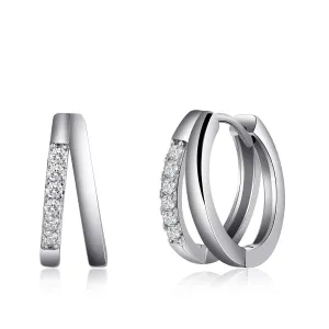 Silver Hoop Earrings Inlaid Cubic Zirconia Earrings Small Huggie Earrings Sterling Silver Earrings Huggie Hoop Earrings for Women Trendy