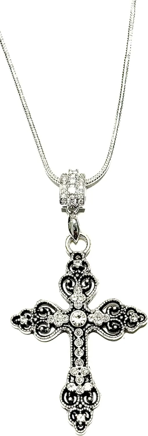 Silver Ornate Cross pendant necklace