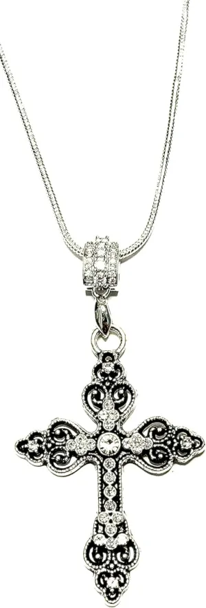Silver Ornate Cross pendant necklace
