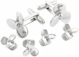 Silver Propeller Formal Tuxedo Cufflinks and Studs