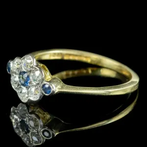 SilverDia 1 Ct Round Diamond Vintage Edwardian Style Milgrain Daisy Flower Cluster Engagement Ring For Women 14K Gold Plated Two Tone Dainty Floral Jewelry 925 Sterling Silver Handmade Promise Ring